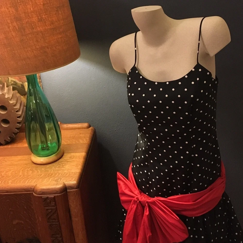 Vintage 1980's Pantagis Polka Dot Party Dress - Picture 2 of 4